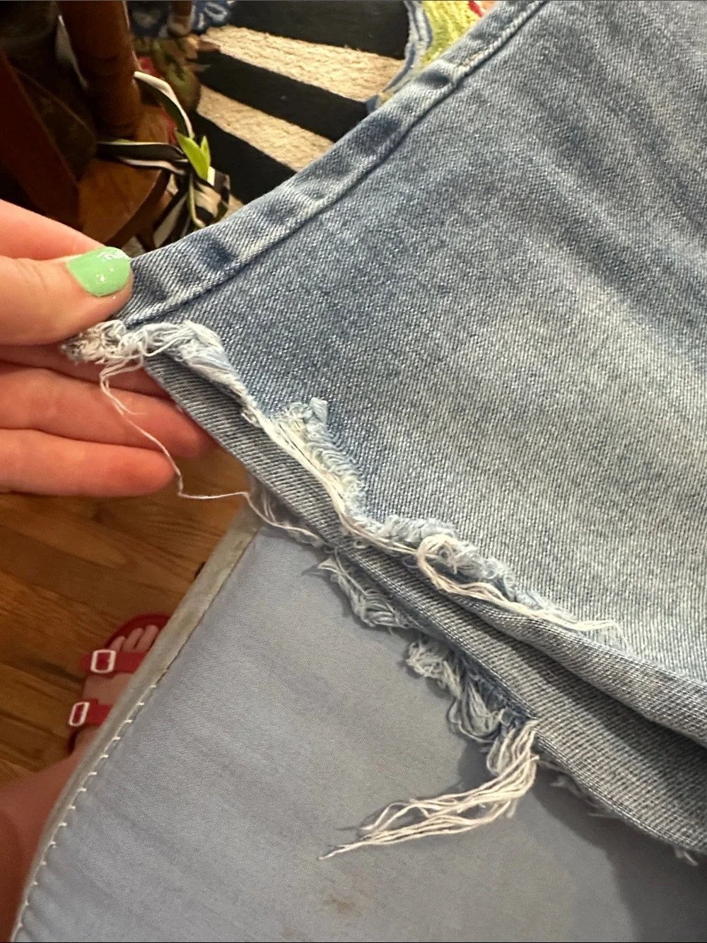 SHEIN Light Blue Distressed Denim Shorts
